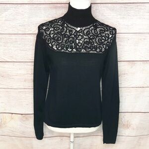 ISOA & CO Black 100% Wool Crocet Sweater Size M